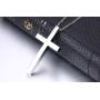 Cross Necklace for Men Women Stainless Steel Silver Plain Cross Pendant Necklace Simple Jewelry Gifts, 22-24 Inches Chain