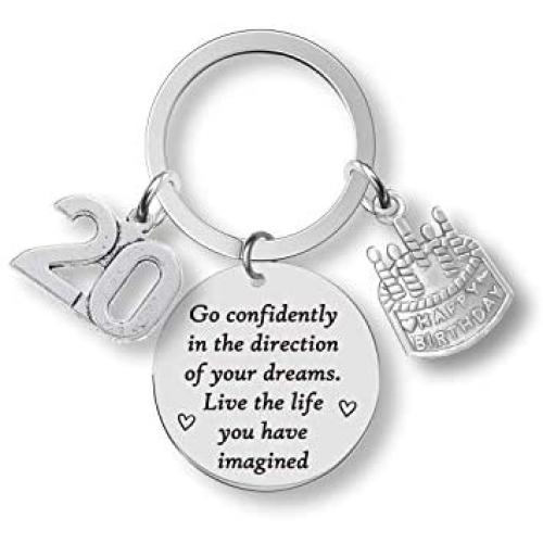 G-Ahora Birthday Keychain Gifts for Him/Her,10th 11th 12th 13th 14th 15th 16th 18th 20th 30th 40th 50th,Go Confidently in The Direction of Your Dreams