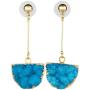 SUNYIK Womens Crystal Geode Druzy Quartz Dangle Earrings Gold Plated, Half Round