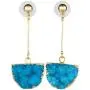 SUNYIK Womens Crystal Geode Druzy Quartz Dangle Earrings Gold Plated, Half Round