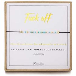 Fuck Off Morse Code Bracelet Inspiration Friendship Encouragement Gift For Women Girls White Tiny Pony Seed Beads Black String Bracelets