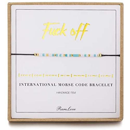 Fuck Off Morse Code Bracelet Inspiration Friendship Encouragement Gift For Women Girls White Tiny Pony Seed Beads Black String Bracelets