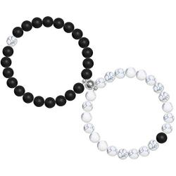 Sunssy Couples Bracelets Magnetic Attraction Beads Matching Bracelets for Couples Connect Bracelet for Him and Her Couples Gifts Natural Volcanic Stone Bracelets with Box