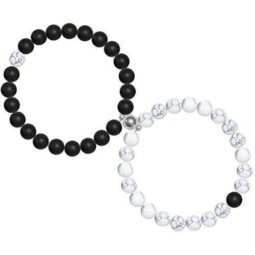 Sunssy Couples Bracelets Magnetic Attraction Beads Matching Bracelets for Couples Connect Bracelet for Him and Her Couples Gifts Natural Volcanic Stone Bracelets with Box