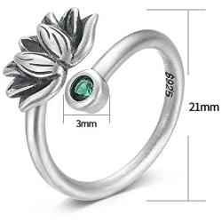 Real 925 Sterling Silver Lotus Open Rings for Women Men Gifts Vintage Floral Finger Ring Silver Fashion Party Jewelry Gifts
