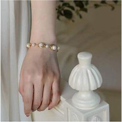 Cowlyn Pearl Bracelet Baroque Cultured Chain Wind Bossimi 14K Gold Work Around Silk Handmade Adjustable Charm Fashion Valentine Jewelry for Women