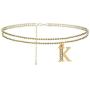 kelistom 14k Gold Plated Two Layered Beaded Chain Initial Anklet for Women Teen Girls, Fashion Ankle Bracelet with Zircon Filled 26 Letters Alphabet, Foot Jewelry with 2” Extension (K)