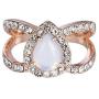 Pingyongchang Exquisite Teardrop Moonstone Double Band Femme Natural Valentines Wedding Ring Jewelry Rose Gold Size 6-10