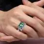 BONLAVIE Silver Rings for Men 6.85ct 8X12mm Radiant Cut Created Emerald 925 Sterling Silver Wedding Engagement Band Size 6-14 BONLAVIE Silver Rings for Men 6.85ct 8X12mm Radiant Cut Created Emerald 925 Sterling Silver Wedding Engagement Band Size 6-14