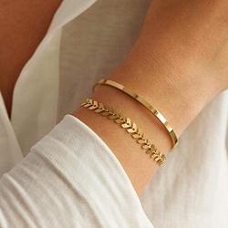 Starain Gold Beaded Bracelets for Women 18K Gold Plated Chain Link Stacking Bracelet Set Jewelry Gift Birthday Gift for Mom Women Wife Girls Her