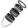 LOLIAS 4 Pcs Black Punk Cuff Bracelet for Men Women Gothic Strap Biker Halloween Rivet Costume Adjustable Wristband Bracelets Set LOLIAS 4 Pcs Black Punk Cuff Bracelet for Men Women Gothic Strap Biker Halloween Rivet Costume Adjustable Wristband Bracelets Set