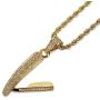JAJAFOOK 14K Gold Plated Iced Out Barber Scissors Shear Razor Blade Pendant Necklace, 24'' Rope Chain