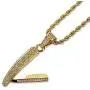 JAJAFOOK 14K Gold Plated Iced Out Barber Scissors Shear Razor Blade Pendant Necklace, 24'' Rope Chain JAJAFOOK 14K Gold Plated Iced Out Barber Scissors Shear Razor Blade Pendant Necklace, 24'' Rope Chain