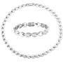 Women Magnetic Bracelet Necklace - N+NITROLUBE Stainless Steel Magnetic Silver Jewelry Set Therapy Bracelets and Necklaces Gift