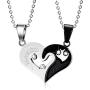 MMTTAO 2Pcs/Set His & Hers Matching Set Titanium Stainless Steel Couple Pendant Necklace for Men Women Lover Cubic Zirconia CZ Charms Pendant Friendship Relationship Promise Love Fashion Jewelry Gifts