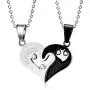 MMTTAO 2Pcs/Set His & Hers Matching Set Titanium Stainless Steel Couple Pendant Necklace for Men Women Lover Cubic Zirconia CZ Charms Pendant Friendship Relationship Promise Love Fashion Jewelry Gifts