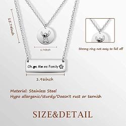 G-Ahora Stitch Necklace Ohana Necklace Hibiscus Jewelry Stitch Charm Gift for Family Mom Sister Best Friends(Stitch NL)