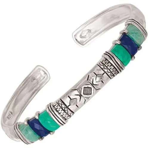 Silpada Beach House Natural Howlite, Lapis, & Amazonite Cuff Bracelet in Sterling Silver, 6.25'' Silpada Beach House Natural Howlite, Lapis, & Amazonite Cuff Bracelet in Sterling Silver, 6.25''