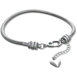 Timeline Treasures European Charm Bracelet for Women and Girls Bead Charms, Stainless Steel Snake Chain, Extender