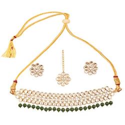 Touchstone Indian Bollywood Handcrafted Traditional Royal Mughal Kundan Polki Meenakari Enamel Colorful Wedding Designer Jewelry Necklace Choker Set in Gold and Silver Tone for Women.