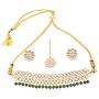 Touchstone Indian Bollywood Handcrafted Traditional Royal Mughal Kundan Polki Meenakari Enamel Colorful Wedding Designer Jewelry Necklace Choker Set in Gold and Silver Tone for Women.