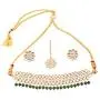 Touchstone Indian Bollywood Handcrafted Traditional Royal Mughal Kundan Polki Meenakari Enamel Colorful Wedding Designer Jewelry Necklace Choker Set in Gold and Silver Tone for Women.