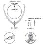EVER FAITH Bridal Jewelry Set Clear Austrian Crystal Simulated Pearl Leaf Elegant Necklace Earrings for Bride, Bridesmaids