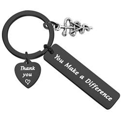 FOTAP Veterinarian Appreciation Gift You Make a Difference Medical Caduceus Charm Keychain Vet Tech Jewelry