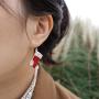 RareLove Cute Christmas Red Stocking Sock Piercing Dangle Earrings Bling Crystal CZ Silver Plated Alloy Holiday Jewelry For Women Girls