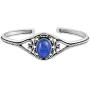 Natural Lapis Cuff Bangle 925 Silver Overlay e Vintage Boho Style Jewelry For Women