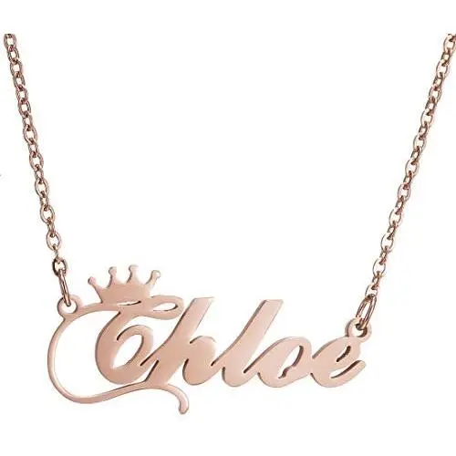 SKQIR Personalized Custom Name Crown Initial Necklace for Women Girls Any Name Bar Pendant Necklaces Jewelry Chain