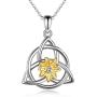HUKKUN Irish Celtic Knot Necklace Sterling Silver Celtic Knot Sunflower/Roses/Infinity/Dog Pendant Irish Lucky Crescent Love Knot Jewelry Gifts for Women Girlfriend