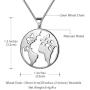 beautlace World Map Necklace Silver/18K Gold/Black Gun Plated Geometric Globe Earth Wanderlust Pendant Round Coin World Continents Travel Gifts for Men and Women