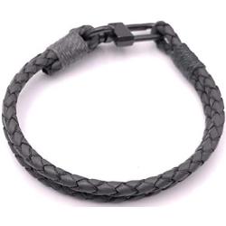 Mens Craftman Braided Leather Bracelet Handcrafted in USA - Dark Gray