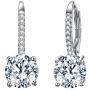 EVER FAITH 925 Sterling Silver Round Cut CZ Prong Setting Gorgeous Bridal Prom Leverback Dangle Earrings