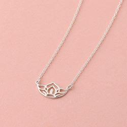 Boma Jewelry Sterling Silver Open Lotus Flower Blossom Necklace, 18 Inches