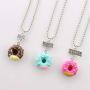 RUIZHEN Cartoon Best Friends Forever Ice Cream Cookie and Milk Donut Colorful Pendant Friendship Necklaces Set BFF Jewelry