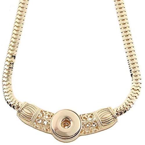 My Prime Gifts Bold Gold Designer Charm Necklace Jewelry Holds One 18-20 Snap Standard Ginger Style Charms