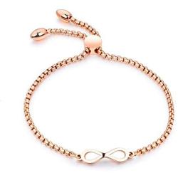 MiniJewelry Infinity Bracelet Stainless Steel Adjustable Bracelets for Women Memorial Friendship Bracelets for BFF Girls Sister, Rose Gold, Silver, Gold