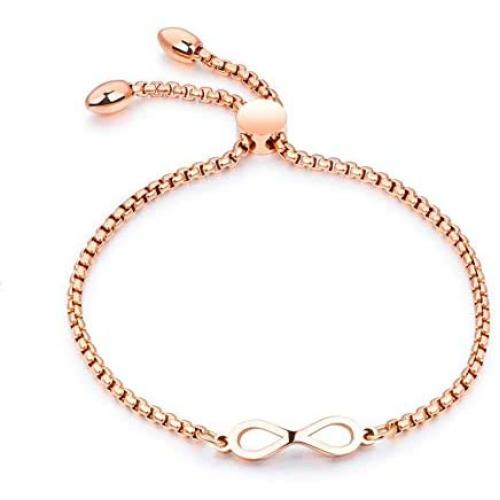 MiniJewelry Infinity Bracelet Stainless Steel Adjustable Bracelets for Women Memorial Friendship Bracelets for BFF Girls Sister, Rose Gold, Silver, Gold