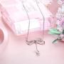 Sllaiss Sterling Silver Bow Necklace Made with Swarovski Crystals Pendant Gift for Women Rose Gold 16'' with 2'' Extender Adjustable