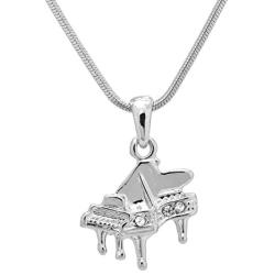 Spinningdaisy Silver Plated Crystal Grand Piano Necklace