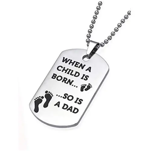 Tstars Dog Tag Gift for New Dads - Stainless Steel Pendant Necklace for New Father Fathers Day Daddy Jewelry with Gift Box Tstars Dog Tag Gift for New Dads - Stainless Steel Pendant Necklace for New Father Fathers Day Daddy Jewelry with Gift Box
