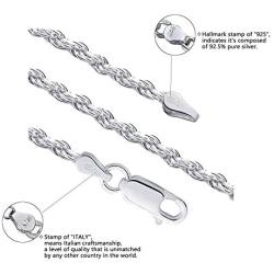Savlano 925 Sterling Silver 3mm Solid Italian Rope Diamond Cut Twist Link Chain Necklace with Gift Box for Men & Women - Made in Italy