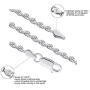 Savlano 925 Sterling Silver 2mm Solid Italian Rope Diamond Cut Twist Link Chain Necklace with Gift Box for Men & Women - Made in Italy