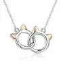 Infinity Love Heart Cat Necklace for Women Girls 925 Sterling Silver Two-Tone Hollow out Mother and Daughter Kitten Ear Pendant Choker Necklace Double Interlocking Circles Jewelry Cute Delicate