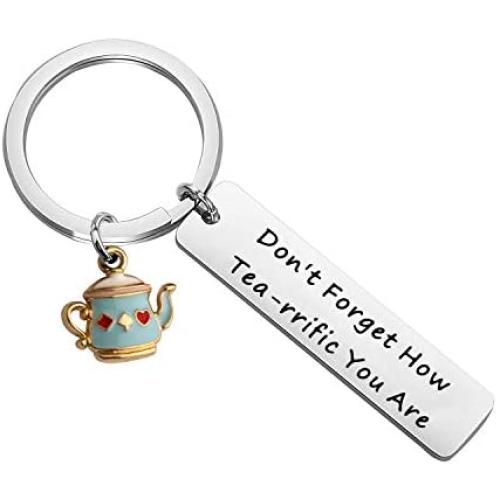TIIMG Tea Keyring Tea Lover Gift Tea-rrifie Keychain Don’t Forget How Tea-rrifie You are Gift Tea Gift Teapot Locket Keychain Teapot Gift