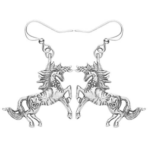 NEWEI Plated Alloy Antique Fantasy Unicorn Horse Earrings For Women Drop Dangle Novelty Ornaments Jewelry Gift