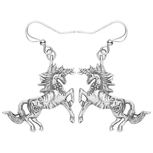 NEWEI Plated Alloy Antique Fantasy Unicorn Horse Earrings For Women Drop Dangle Novelty Ornaments Jewelry Gift NEWEI Plated Alloy Antique Fantasy Unicorn Horse Earrings For Women Drop Dangle Novelty Ornaments Jewelry Gift