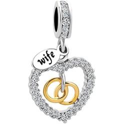 Lifequeen Heart Love My Wife Charm Valentines Day Gift Charm Beads for Bracelets